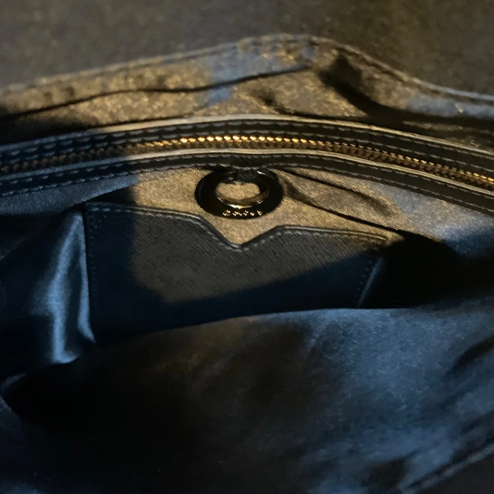 DKNY Black Croc Embossed Leather/Fabric Crossbody Handbag